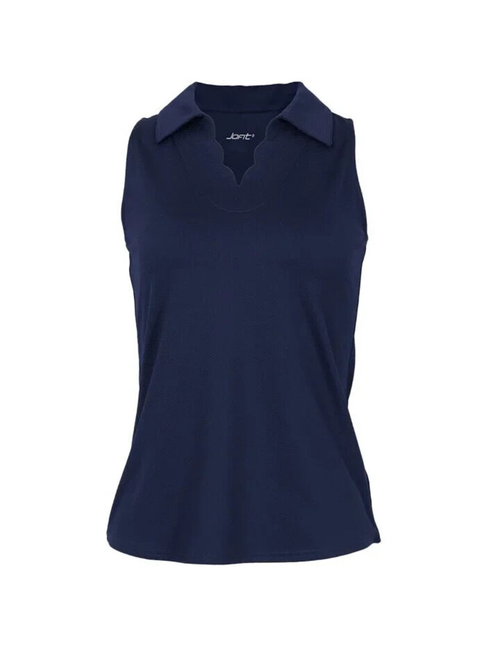 NEW JoFit Womens Ella Sleeveless Golf Top 2XL Navy Blue Scallop V Neck Top NWT